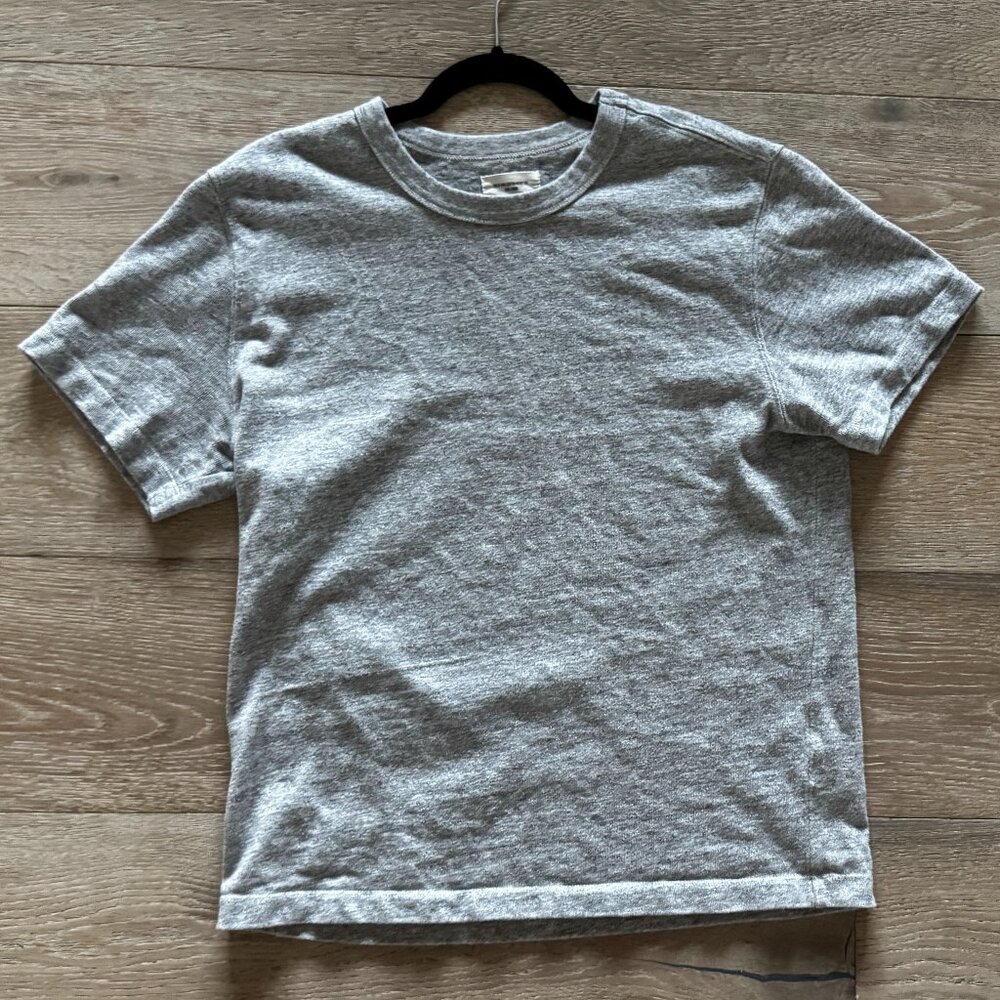 Buck Mason Field Spec Cotton Heavyweight Tee L Large Speckle Grey $62